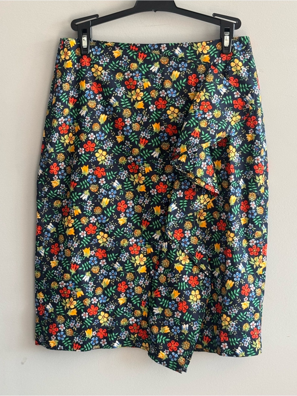 J.Crew Liberty Art Fabrics Floral Ruffle Pencil Skirt Size 2 Cotton